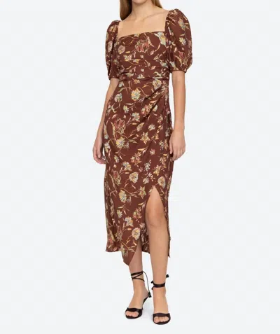 Sea Cordelia Print Puff Sleeve Dress In Brown