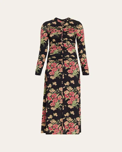 Sea Cornelia Floral Long-sleeve Midi Dress In Multi