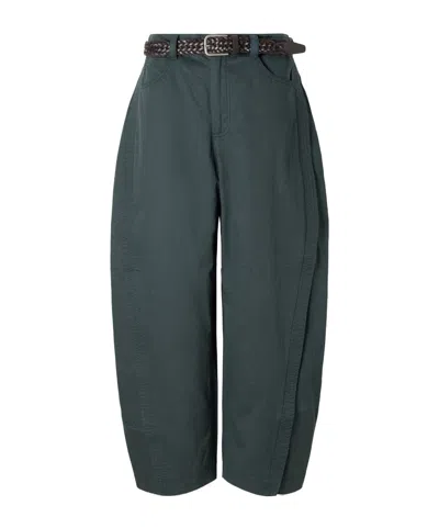 Sea Odessa Belted Cotton Wide-leg Pants In Green