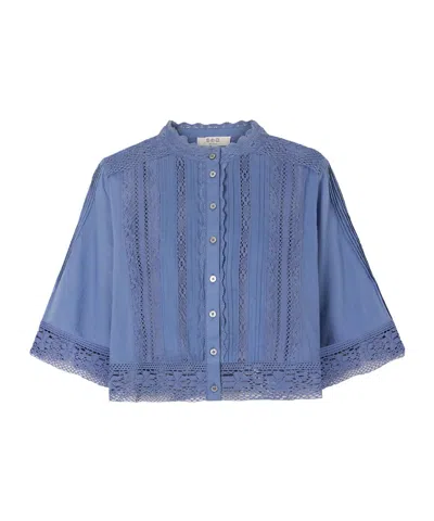 Sea Pippa Crochet-trimmed Cotton Blouse In Blue