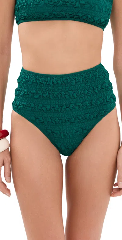 Sea Cybelle Smocked High Waisted Bikini Bottoms Green