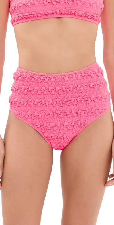 Sea Cybelle Smocked High Waisted Bikini Bottoms Pink