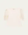 Sea Dahlia Combo Eyelet-sleeve Top In Pearl