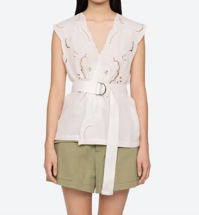 Sea Dahlia Eyelet Vest In Pearl