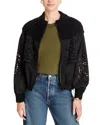 Sea Dahlia Eyelet Crochet Windbreaker In Black