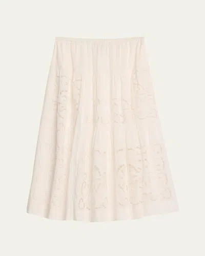 Sea Dahlia Tiered Eyelet Skirt In Pearl