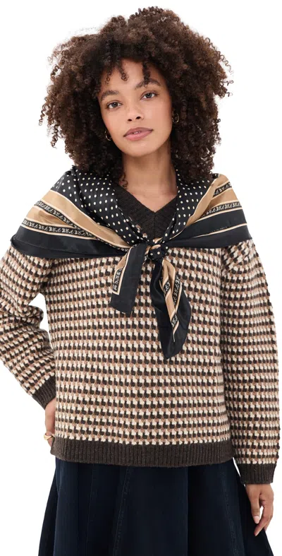 Sea Declan V Neck Wool Sweater Multi In Neutral