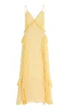 Sea Delilah Ruffled Crepe Maxi Slip Dress In Yellow