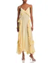 Sea Delilah Ruffled Crepe Maxi Slip Dress In Butter