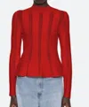 Sea Devon Knit Peplum Top In Red In Red