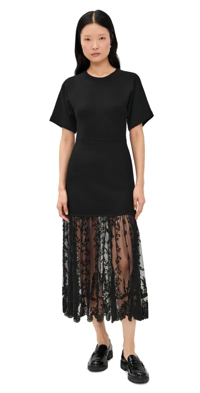 Sea Diane Knit Lace Combo Dress Black