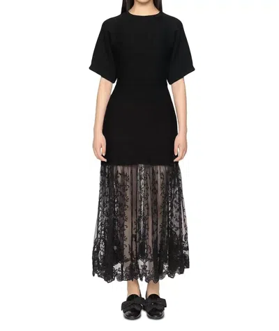 Sea Diane Lace Knit Combo Dress In Black