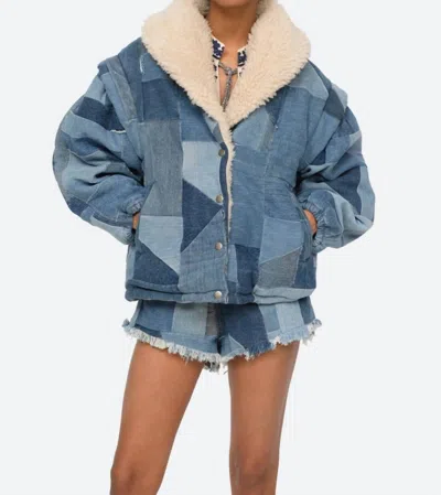 Sea Diego Denim Patched Coat In Blue