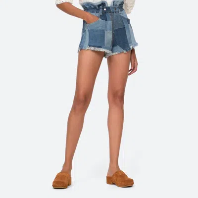 Sea Diego Denim Patched Shorts In Blue