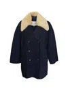 Sea Double-breasted Coat In Blue