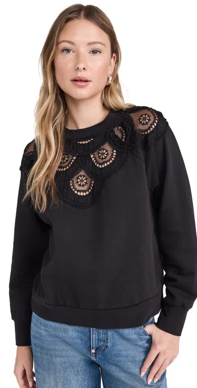 Sea Drea Embroidery Sweatshirt Black