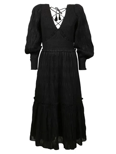 Sea Woman Midi Dress Black Size M Polyester