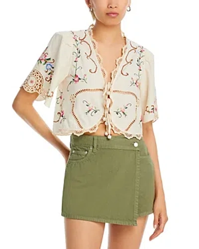 Sea Edwina Embroidered Cropped Top In White
