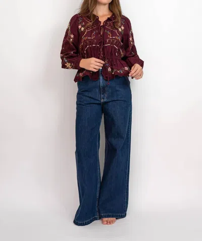 Sea Edwina Top In Burgundy In Multi