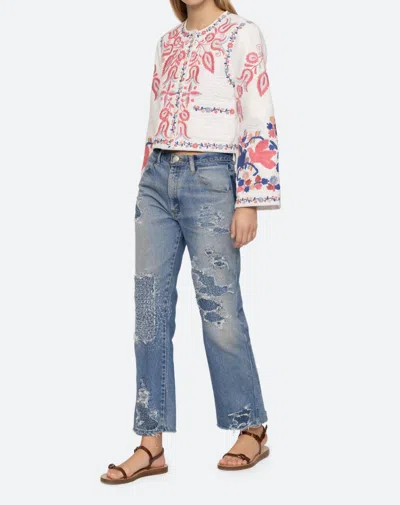 Sea Eevi Embroidered Twill Jacket In Multi In White
