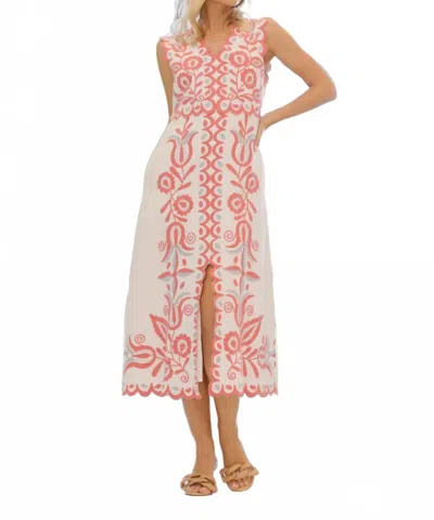Sea Eevi Embroidered Twill Vneck Dress In Multi