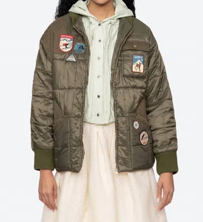 Sea Eira Quilted Puffer Jacket In Olive In Multi