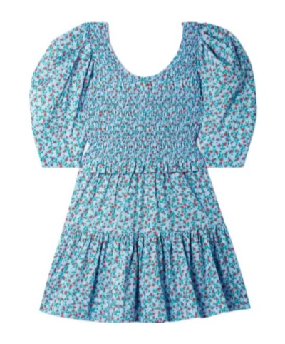 Sea Elastic Waist Mini Dress In Blue