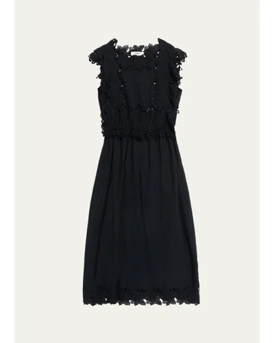 Sea Eleannora Embroidered Midi Dress In Black