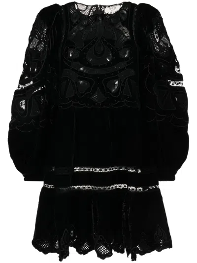 Sea Velvet Embroidered Eliana Dress In Black