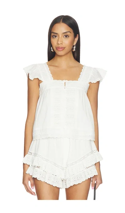 Sea Eliza Solid Flutter Sleeveles Top In White