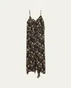 Sea Elizabeth Floral-print Ruffle Midi Dress In Black