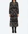 Sea Elizabeth Print Tiered Midi Dress In Black In Black