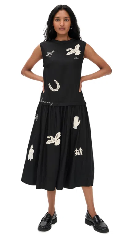 Sea Ellison Solid Tank Midi Dress Black