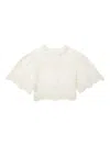 Sea Embroidered Bell-sleeve Top In White