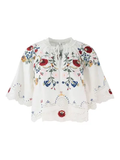 SEA EMBROIDERED EYELET BLOUSE