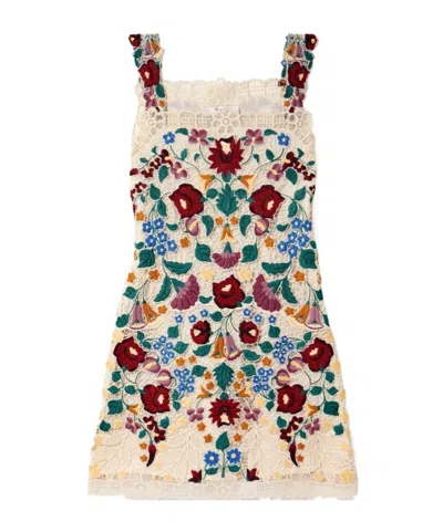 Sea Embroidered Guipure Lace Mini Dress In Neutral