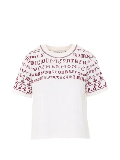 Sea Embroidered Knit T-shirt In White