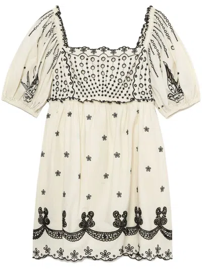 SEA EMBROIDERED MINI DRESS