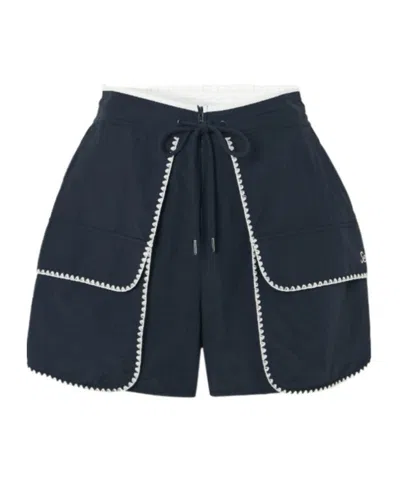 Sea Embroidered Softshell Shorts In Blue