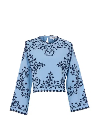 Sea Embroidered Top In Blue