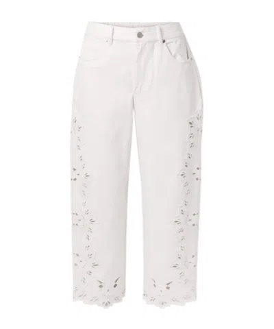 Sea Embroidered Wide-leg Jeans In White