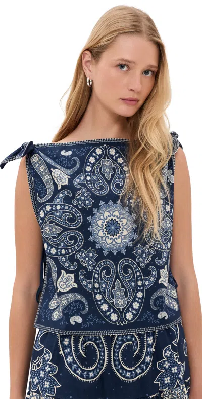 Sea Emelina Print Sleeveless Top Navy In Blue