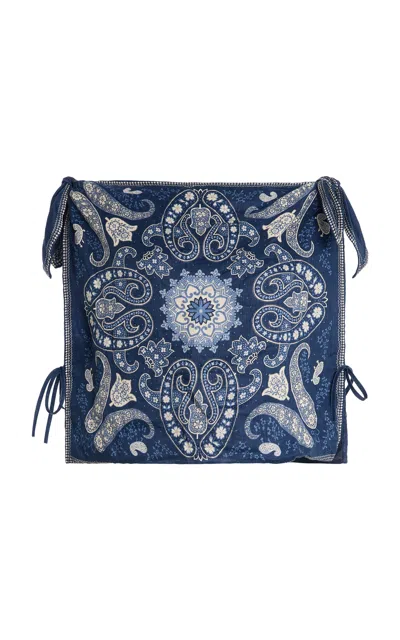 Sea Emilina Knotted Printed Linen And Cotton-blend Tank In Blue