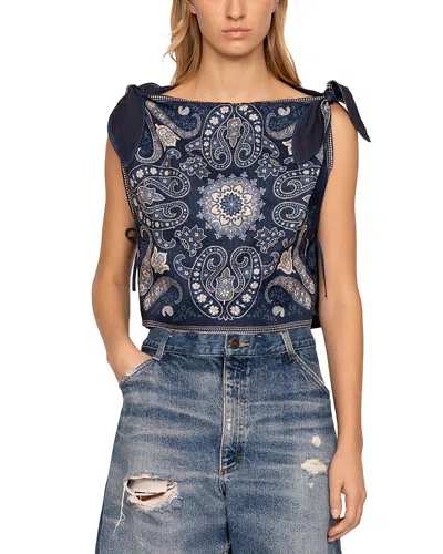 Sea Emelina Printed Linen-cotton Top In Blue