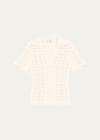 Sea Emile Pointelle Knit Top In White