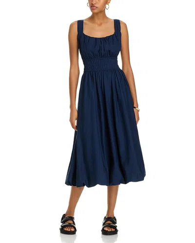 Sea Emmet Pleated Cotton-poplin Midi Dress In Blue