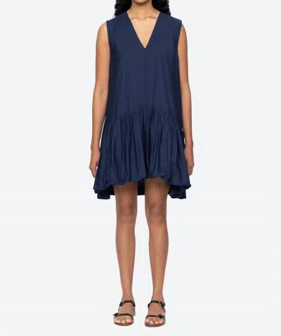 Sea Emmet Poplin Bubble Tank Dress In Navy In Blue