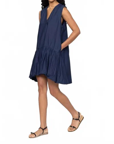Sea Emmet Poplin Bubble Tank Dress In Navy In Blue