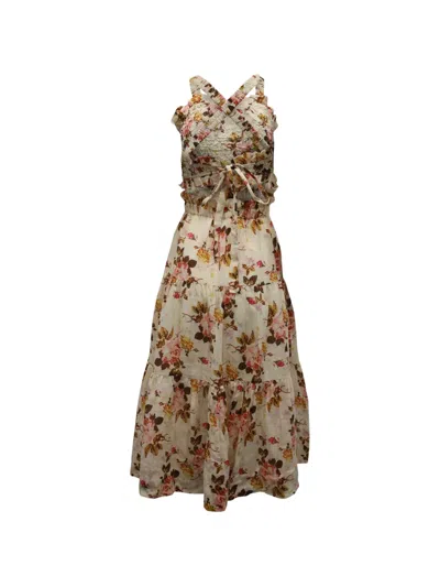 Pre-owned Sea Esme Smocked Maxi Dress In Neutrals