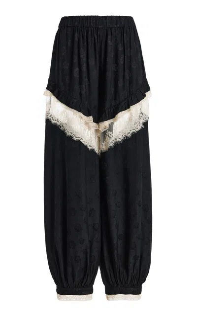 Sea Ethel Lace-trimmed Jacquard Bloomer Pants In Black